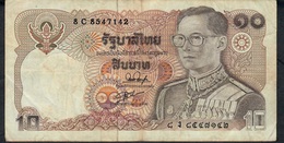 THAILAND P87c 10 BAHT (1980) Signature 54  F-VF  NO P.h. - Thaïlande