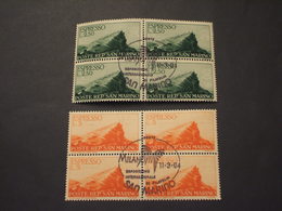 SAN MARINO-ESPRESSI-1945 MONTE TITANO 2 VALORI, Annullo Con Farfalla - TIMBRATI/USED - Express Letter Stamps
