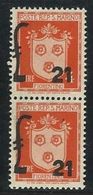 1947 San Marino Saint Marin STEMMI SOPRASTAMPATI 2 Serie L.21 Arancio MNH** Varietà 311d 'soprastampa Fortemente Spost.. - Variedades Y Curiosidades