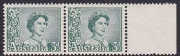 Australia ASC 343 1959 Queen Elizabeth II 3d Blue-green, Coil Pair, Mint Never Hinged - Ensayos & Reimpresiones