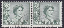 Australia ASC 343 1959 Queen Elizabeth II 3d Blue-green, Coil Pair, Used - Probe- Und Nachdrucke