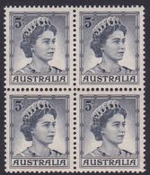 Australia ASC 346 1959 Queen Elizabeth II Definitive 5d Blue, Coil Block 4, Mint Never Hinged - Proeven & Herdruk