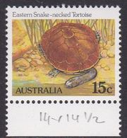 Australia ASC 831a 1982 Animals 15c Tortois Perf 14 X 14.5, Mint Never Hinged - Prove & Ristampe