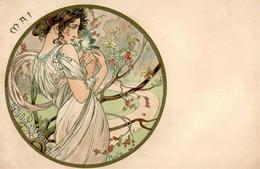 Mucha, Alfons Mai Künstler-Karte I-II (fleckig) - Mucha, Alphonse