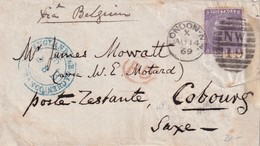 GRANDE-BRETAGNE  1869 LETTRE DE LONDRES POUR COBOURG - Storia Postale