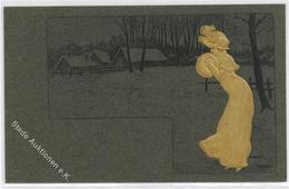 Jugendstil Frau Winter  Prägedruck I-II Art Nouveau - Ohne Zuordnung