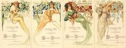 Jugendstil Frauen Blumen 4'er Set Etrennes 1904 Maison Viguier I-II (keine Ak-Einteilung) Art Nouveau Femmes - Non Classificati