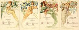 Jugendstil Frauen Blumen 4'er Set Etrennes 1904 Maison Viguier I-II (keine Ak-Einteilung) Art Nouveau Femmes - Sin Clasificación