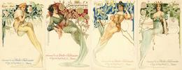 Jugendstil Frauen Blumen La Belle Jardiniere Lot Mit 4 Künstler-Karten I-II Art Nouveau Femmes - Ohne Zuordnung