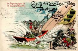 Thiele, Arthur Sächs. Thüring. Ausstellung Wasserfahrt Künstlerkarte 1897 I-II Expo - Thiele, Arthur