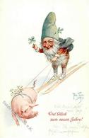 Thiele, Arthur Zwerg Schwein Neujahr Künstlerkarte 1917 I-II Cochon Bonne Annee Lutin - Thiele, Arthur