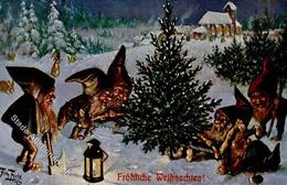 Thiele, Arthur Zwerge Weihnachten Künstlerkarte 1908 I-II Noel Lutin - Thiele, Arthur
