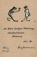 Handgemalt Frösche Personifiziert Sign. Zimmermann, Karl Künstlerkarte 1911 I-II (keine Ak-Einteilung) Peint à La Main - Ohne Zuordnung