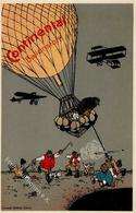 Continental Ballon Flugzeug Künstler-Karte I-II Aviation - Werbepostkarten