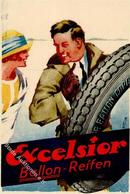 Werbung Excelsior Ballon Reifen Mit Abreißstreifen Automobila Ausstellung 1925 I-II Expo Publicite - Pubblicitari