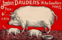 Werbung Paris (75000) Frankreich Jambon Daudens Schweine  Künstlerkarte I-II Cochon Publicite - Werbepostkarten