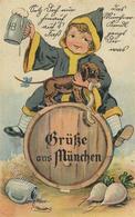 Bier Bier Dackel Münchner Kindl Künstlerkarte I-II Bière - Publicidad