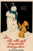 Lebensmittel Wander Malzzucker Schneemann Kind  Werbe AK I-II - Pubblicitari