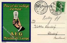 Lampe AEG Metalldraht Lampe Werbe AK 1913 I-II - Pubblicitari