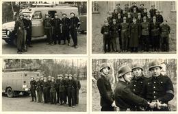 FEUERWEHR - 4 Foto-Ak : LANDESFEUERWEHR SCHULE Nordrhein-Westfalen TELGTE-WARENDORF 1958  Mit Einsatzwagen I - Bombero