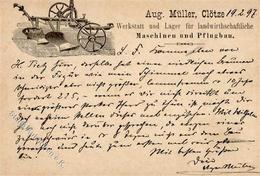 Landwirtschaft Klötze (O3580) Maschinen Und Pflugbau Aug. Möller 1897 I-II Paysans - Exposiciones