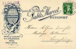 Wein Burgdorf Schweiz Spanische Weinhalle Pablo Marcet Werbe AK 1916 I-II Vigne - Esposizioni