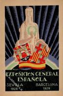 Ausstellung Barcelona  Spanien Exposicion General Sevilla Künstlerkarte I-II Expo - Exposiciones