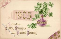 Jahreszahl 1905 Kleeblätter Lithographie / Prägedruck 1904 I-II - Sin Clasificación