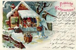 Zwerg Engel Spielzeug Weihnachten  Lithographie 1899 I-II Noel Jouet Lutin Ange - Märchen, Sagen & Legenden