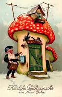 Zwerg Pilz Neujahr I-II Bonne Annee Lutin - Märchen, Sagen & Legenden