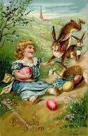 Ostern Kind Hase Präge-Karte 1912 I-II Paques - Pasqua