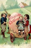 Ostern Kinder Osterei Präge-Karte 1905 I-II (Eckbug) Paques - Ostern