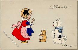 Baumgarten, Fritz Kinder Teddy Hund  Künstlerkarte 1918 I-II Chien - Geboorte