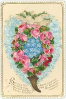 Glückwunsch Ziehkarte 3-D Mit Oblaten Um 1900 I-II - Nascite