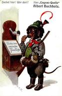 Dackel Personifiziert Jäger Cognac Quelle Albert Buchholz Künstlerkarte 1918 I-II - Dogs