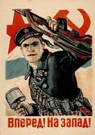 Russische Propaganda Soldat Handgranate Gewehr Künstlerkarte I-II - Ereignisse