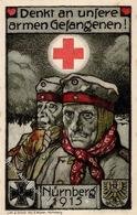 Kriegsgefangener Nürnberg (8500) WK I Rotes Kreuz  Künstlerkarte 1915 I-II (fleckig) - Uniformen