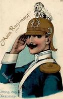 Regiment Dresden (O8000) Kgl. Sächs. Garde Reiter Regt.    Prägedruck 1912 I-II (fleckig) - Reggimenti