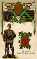 Regiment Kamenz (O8290) Nr. 178 13. Sächs. Infanterie Regt. Prägedruck 1917 I-II - Reggimenti