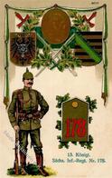 Regiment Kamenz (O8290) Nr. 178 13. Sächs. Infanterie Regt. Prägedruck 1917 I-II - Regimente