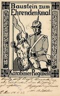 Regiment Karabiner Regt.  Baustein Zum Ehrendenkmal Künstlerkarte I-II (fleckig) - Reggimenti