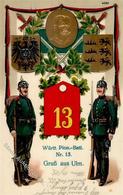 Regiment Ulm (7900) Nr. 13 Württ. Pion. Batl. Prägedruck 1915 I-II - Reggimenti
