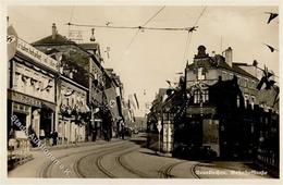 SAARBEFREIUNG 1935 WK II - Bahnhofstrasse NEUNKIRCHEN Im Flaggenschmuck I-II - Guerra 1939-45