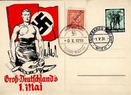 Propaganda WK II Groß-Deutschlands 1. Mai Künstler-Karte I-II (Stauchung) - Guerra 1939-45