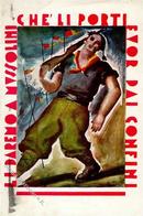 Propaganda WK II Italien Künstlerkarte II (Stauchung, Fleckig) - Guerra 1939-45