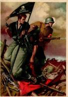 Propaganda WK II Italien P.N.F. Dopolavoro Forze Armate Sign. Boccasile Künstlerkarte I-II - Guerra 1939-45