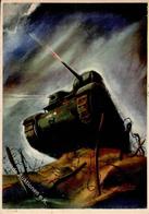 Propaganda WK II Italien Panzer Sign. Boccasile Künstlerkarte I-II Réservoir - Guerra 1939-45