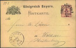 1886, BAYERN STEMPEL: DINKELSCHERBEN, Auf 5 Pfg. GSK - Postwaardestukken