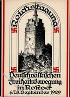 ROSTOCK WK II - REICHSTAGUNG D. DEUTSCHVÖLKISCHEN FREIHEITSBEWEGUNG In Rostock 1929!! I Selten! - Weltkrieg 1939-45