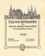 SS WK II Ehrenurkunde Beim Intern. Polizei Sportfest 1937 Blanco II (fleckig) - Weltkrieg 1939-45